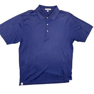 Peter Millar Polo Shirt Short Sleeve Blue 100% Cotton Large